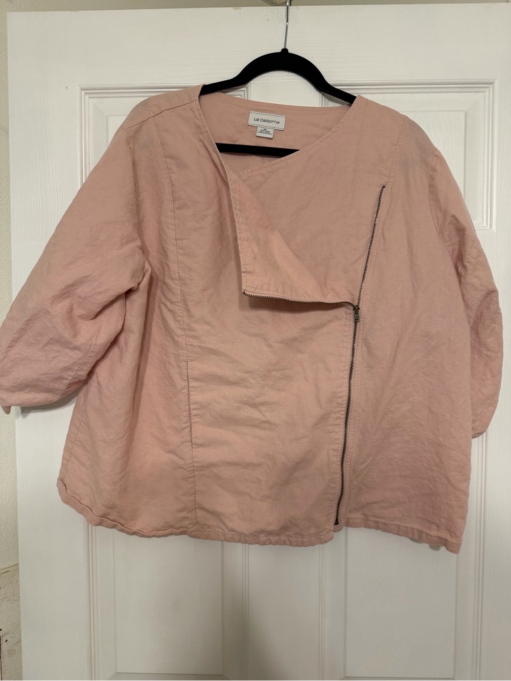 Liz Claiborne Dusty Pink Asymmetrical Zip Utility Jacket